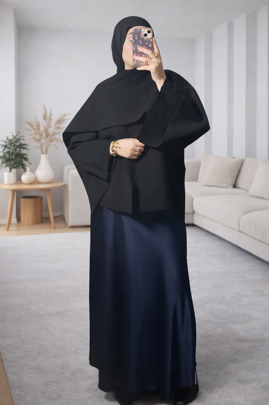 jupe satinée bleu marine