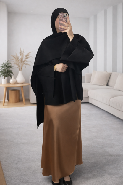 Jupe satinée marron clair